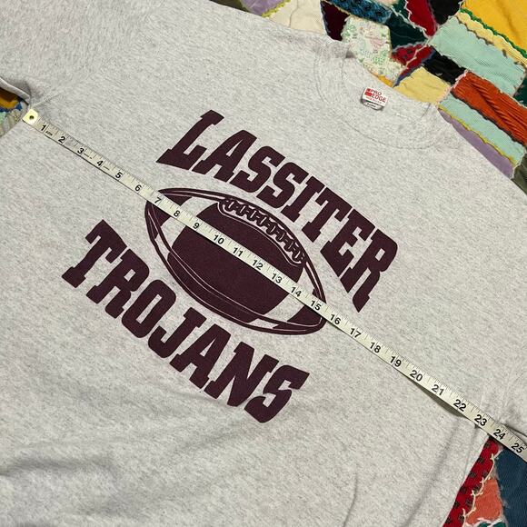Vintage Lassiter Trojans Burgundy Grey Crewneck Sweatshirt XL - Picture 5 of 6